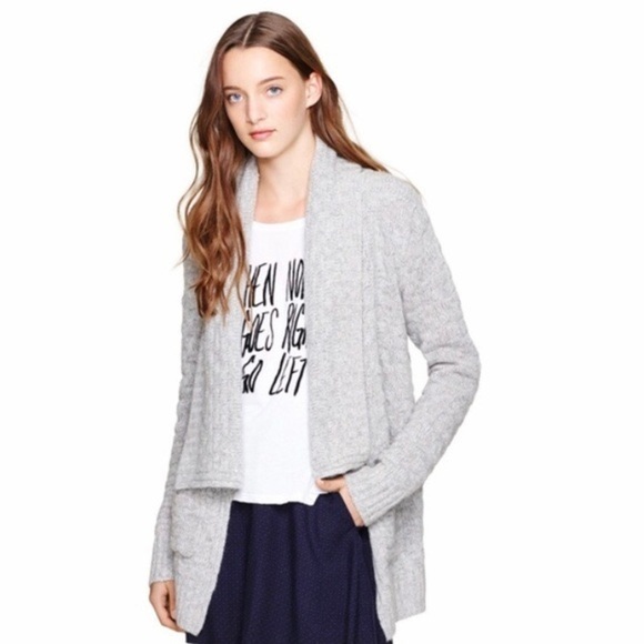 Talula Nubby Textured Popcorn Knit Open Front Shawl Cardigan Sweater Gray Sz XS - Picture 1 of 10